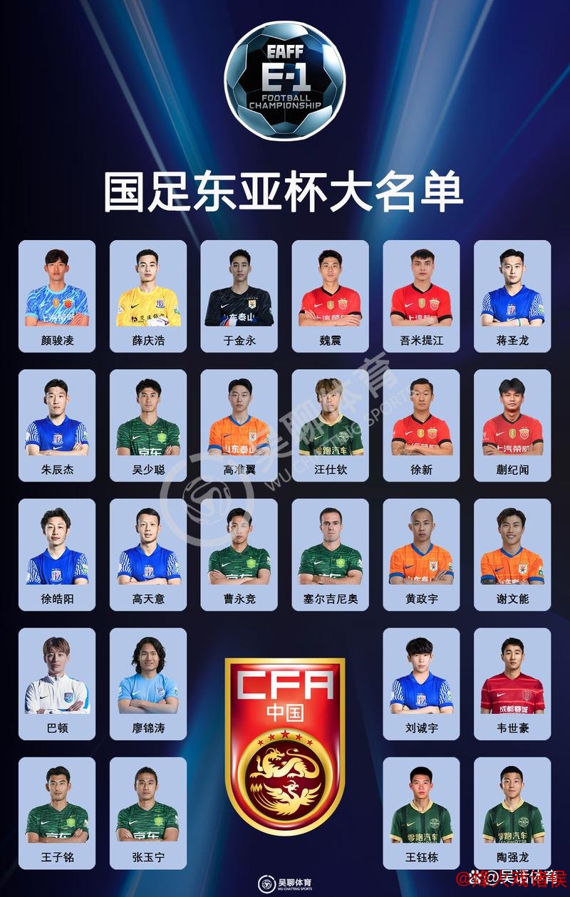 国足东亚杯阵容公布：蒯纪闻、廖锦涛、薛庆浩入围