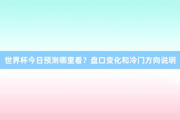 世界杯今日预测哪里看？盘口变化和冷门方向说明